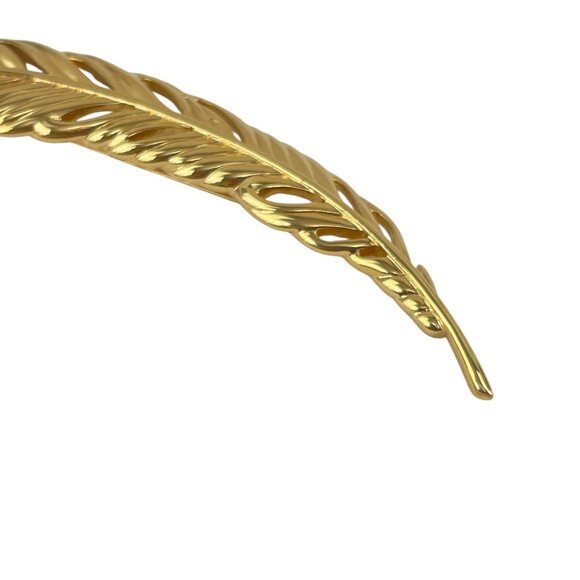Vintage Monet 5" Polished Gold-Tone Long Feather Brooch Pin - Picture 3 of 9